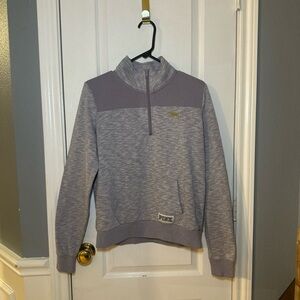 PINK Womens Sweatshirt Light Purple 1/4 Zip Mock Neck Love Pink Medium